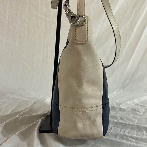 Coach 23711 Weekend Color Block Leather Blue and White Shoulder Bag - Picture 5 of 11